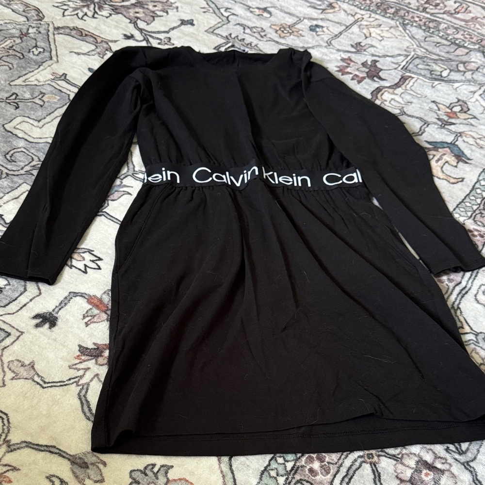 Calvin Klein Black Dress with Logo Waistband